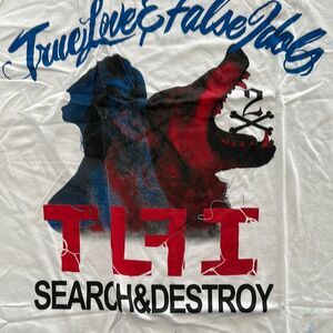 LA made White Graphic Tee with‎ Blue and Red Accents
